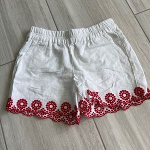 J Crew Linen Shorts with Embroidered detail